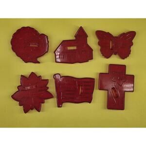 Vtg HRM Cookie Cutters- Cross Poinsettia Turkey Church Butterfly American Flag